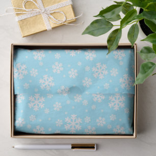 White Snowflakes on Light Blue Winter Pattern Tissue Paper