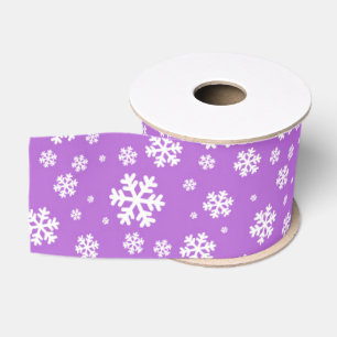 White Snowflakes on Purple Winter Pattern Grosgrain Ribbon
