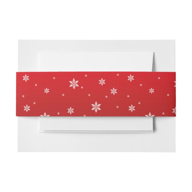 White Snowflakes on red Background Belly Band Invitation Belly Band (Front Example)