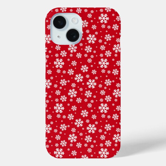 White Snowflakes on red Winter Pattern Case-Mate iPhone Case (Back)