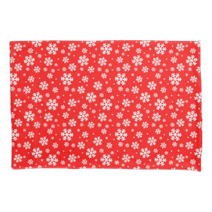 White Snowflakes on Red Winter Pattern Pillowcase