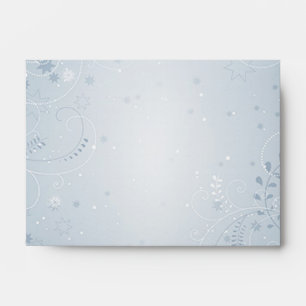 White snowflakes on silver blue A7 Envelope