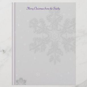 White Snowflakes on Silver with Purple Accents