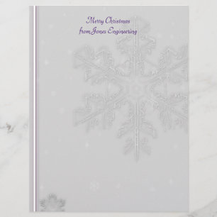 White Snowflakes on Silver with Purple Background