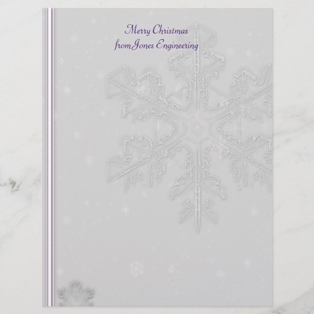 White Snowflakes on Silver with Purple Background (Front)