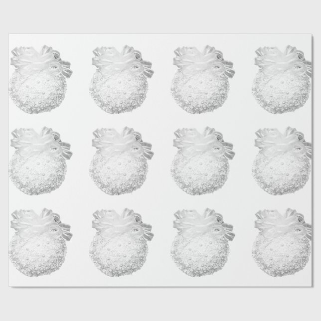 White Snowflakes Ornaments Wrapping Paper (Flat)
