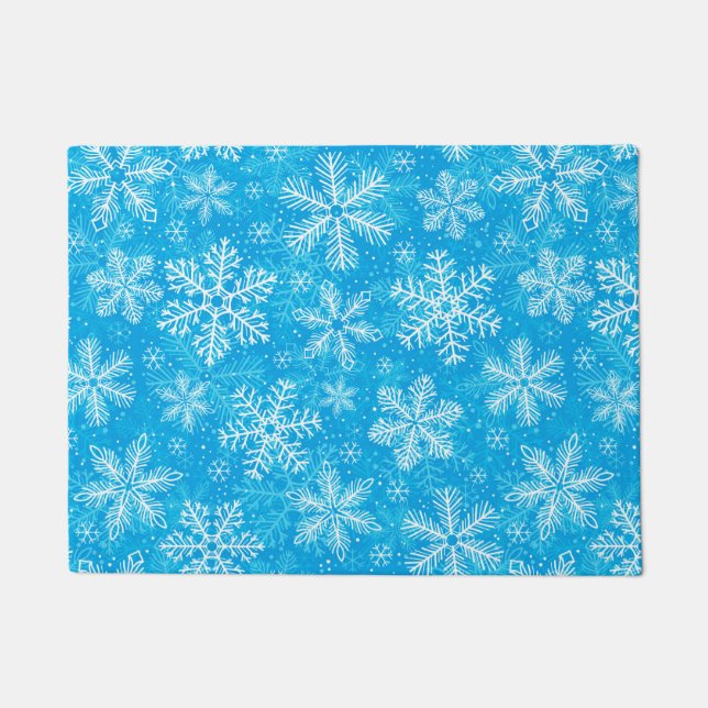 White snowflakes pattern doormat (Front)