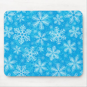 White snowflakes pattern mouse mat