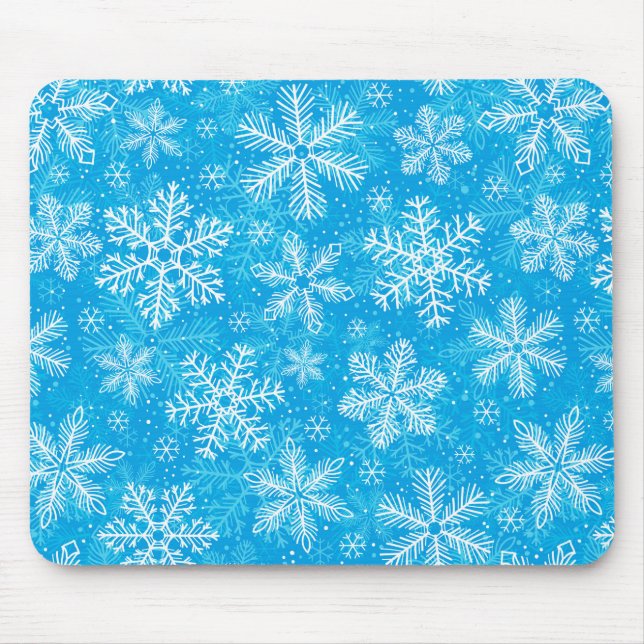 White snowflakes pattern mouse mat (Front)