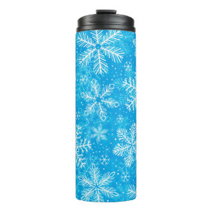 White snowflakes pattern thermal tumbler