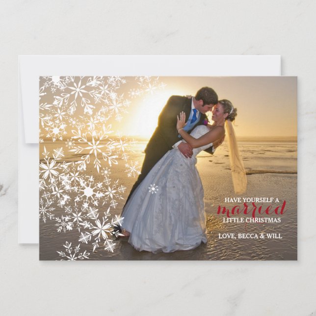 White Snowflakes Photo Holiday Card (Front)