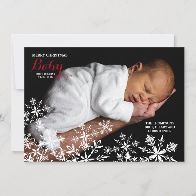 White Snowflakes Photo Holiday Card (Front)
