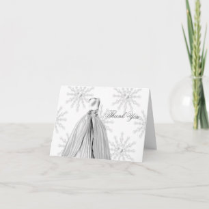 White Snowflakes Quinceanera Thank You Cards