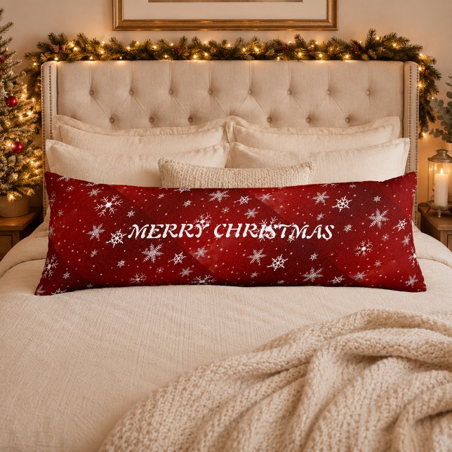 White Snowflakes Red Background Body Pillow (White Snowflakes Red Background Body Pillow)