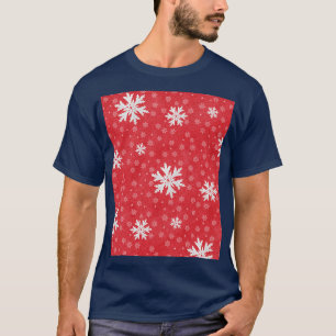 White Snowflakes Red Christmas Winter Seasonal Red T-Shirt