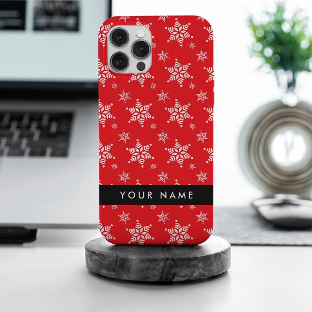 White Snowflakes, Red, Your name, Personalise Case-Mate iPhone Case (Creator Uploaded)