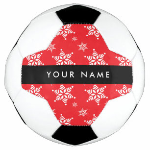 White Snowflakes, Red, Your name, Personalise Football