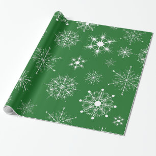 White Snowflakes Various Shapes Wrapping Paper
