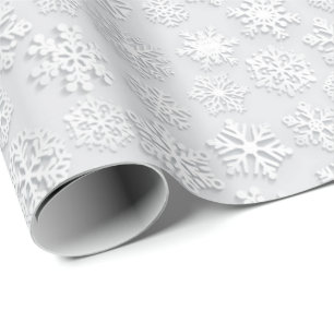 White Snowflakes Watercolor Christmas Wrapping Paper