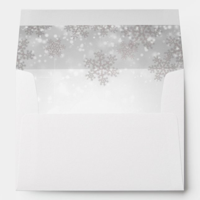 White Snowflakes Winter Wonderland Wedding  Envelope (Back (Bottom))