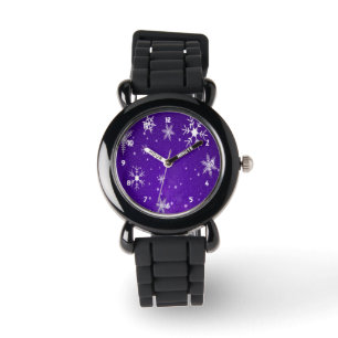 White Snowflakes with Blue Background Watch
