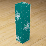 White Snowflakes with Polka Dots on Teal Wine Gift Box<br><div class="desc">Let it Snow! Enjoy this white snowflake with polka dot patterned wine gift box all winter season long. This design features a modern deep teal blue background colour which is transparent so have fun experimenting with different background colours to mix and match.</div>