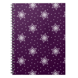 White Snowflakes with Polka Dots Patterned Notebook