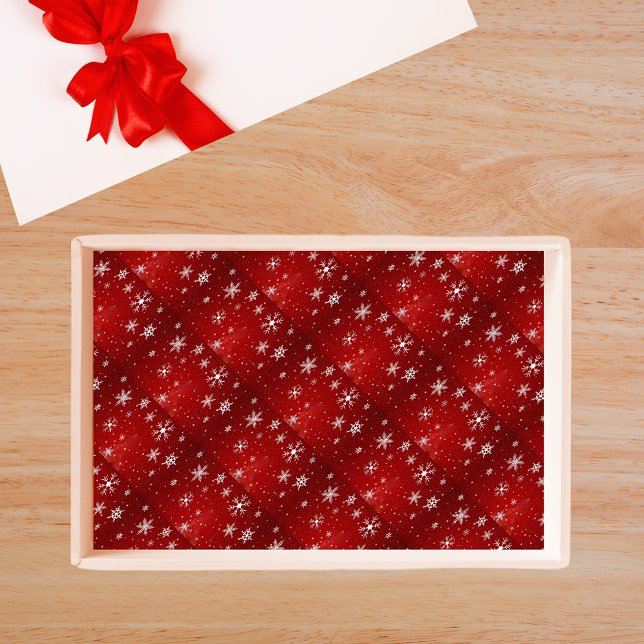 White Snowflakes with Red Background Tissue Paper (White Snowflakes with Red Background Tissue Paper)
