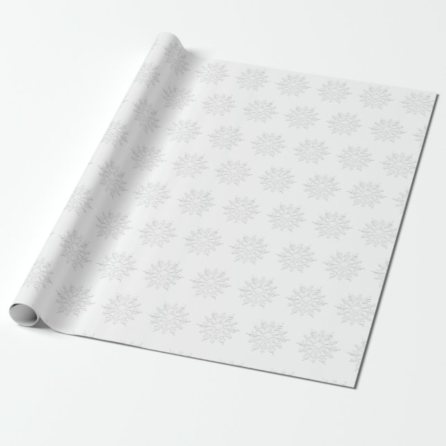 White snowflakes Wrapping Paper (Unrolled)
