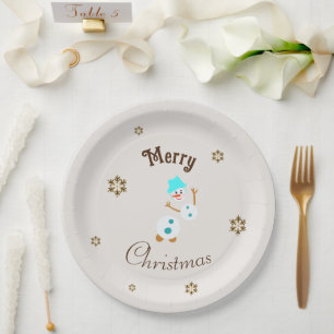 White snowman paper plate