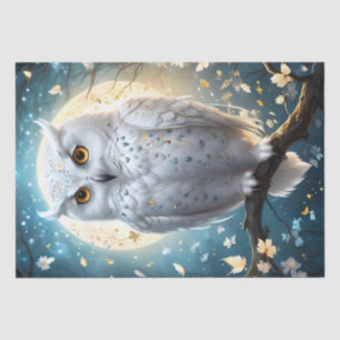 White Snowy Owl And Moon With Sparkle, Tissue Paper