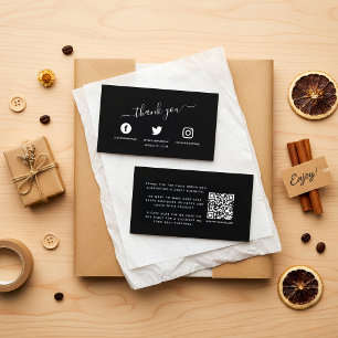 White Social media icons QR code thank you Enclosure Card
