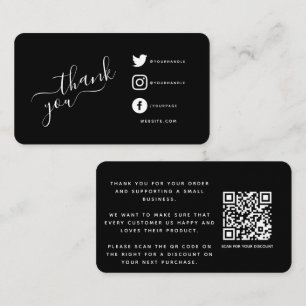White social media icons qrcode thank you discount enclosure card