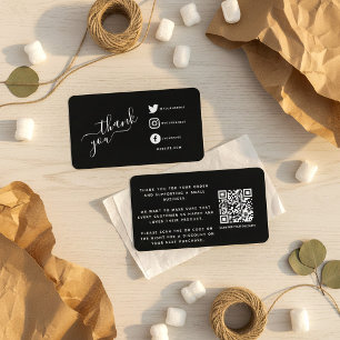 White social media icons qrcode thank you discount enclosure card