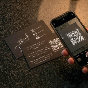 White social media icons thank you discount enclosure card