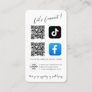 White Social Media QR Code Business Card