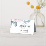 WHITE SOFT BLUSH BLUE FLORAL 25TH ANY AGE BIRTHDAY PLACE CARD<br><div class="desc">If you need any further customisation please feel free to message me on yellowfebstudio@gmail.com.</div>