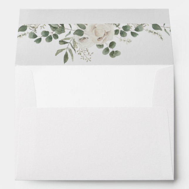 White Soft Floral & Eucalyptus 4 Envelope (Back (Bottom))