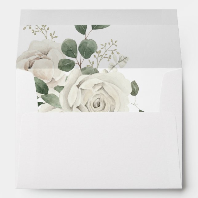 White Soft Floral & Eucalyptus  Envelope (Back (Bottom))