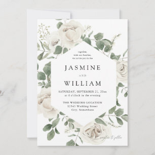 White Soft Floral Wedding 2 Invitation
