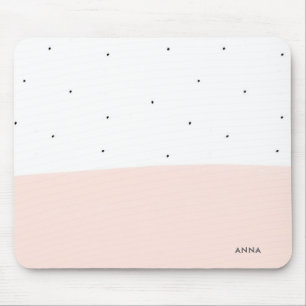 White & soft pink brushstrokes modern design mouse mat