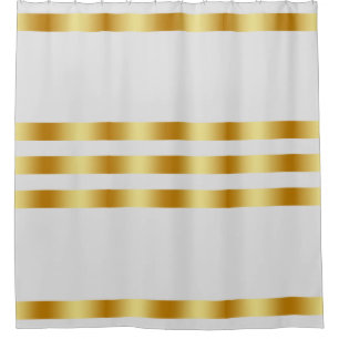 White Solid Colour Gold Badge Personalised Custom Shower Curtain