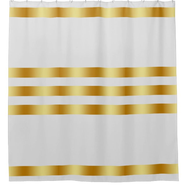 White Solid Colour Gold Badge Personalised Custom  Shower Curtain (Front)