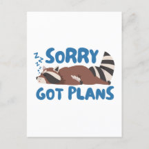 White Sorry Got Plans Funny Racoon