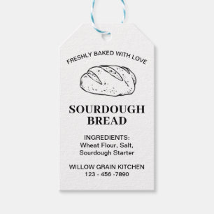 White Sourdough Bread Bakery Tags with Care Tips