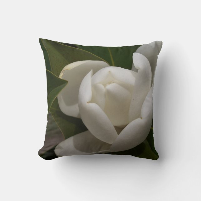 white southern magnolia flower bud cushion (Front)