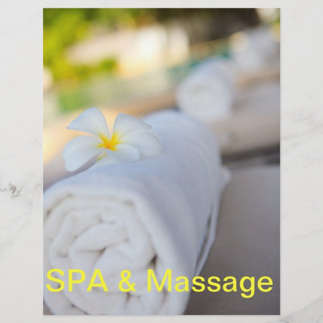 White SPA towel Flyer (Front)