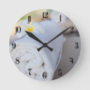 White SPA towel Round Clock