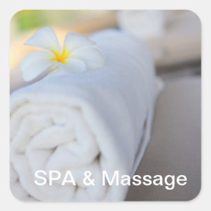 White SPA towel Square Sticker