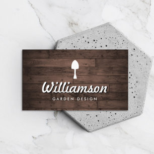 White Spade Rustic Wood Gardening Services Business Card